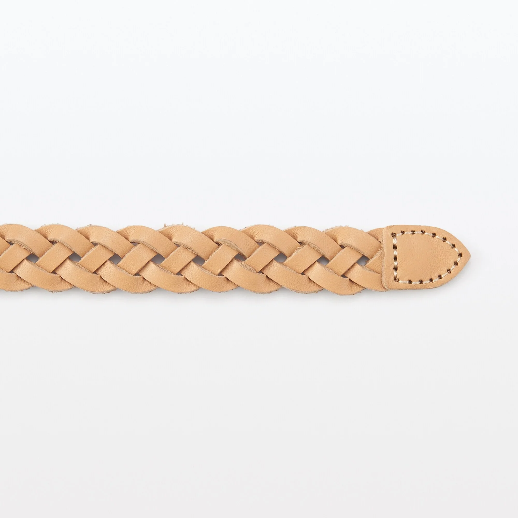 Vegetable Tanned Leather Slim Mesh Belt - Image 4