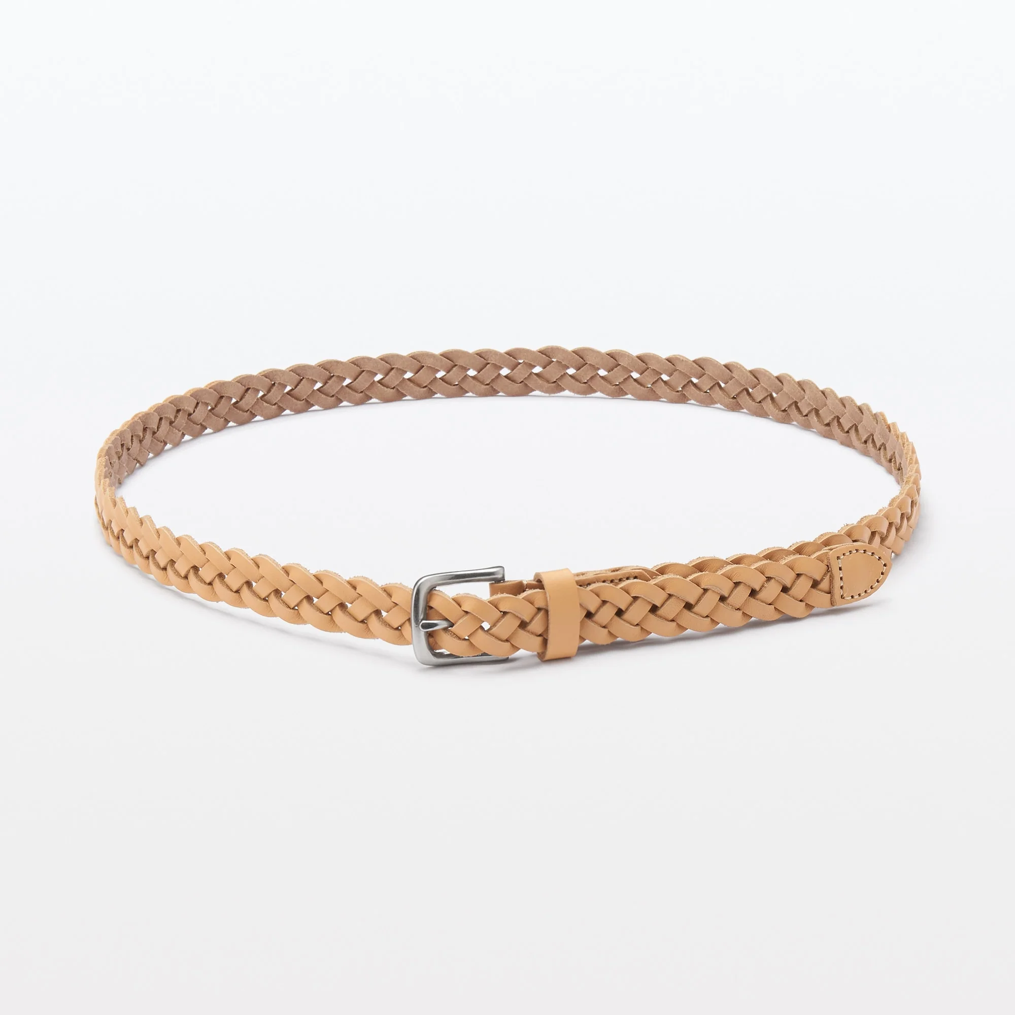 Vegetable Tanned Leather Slim Mesh Belt - Image 5
