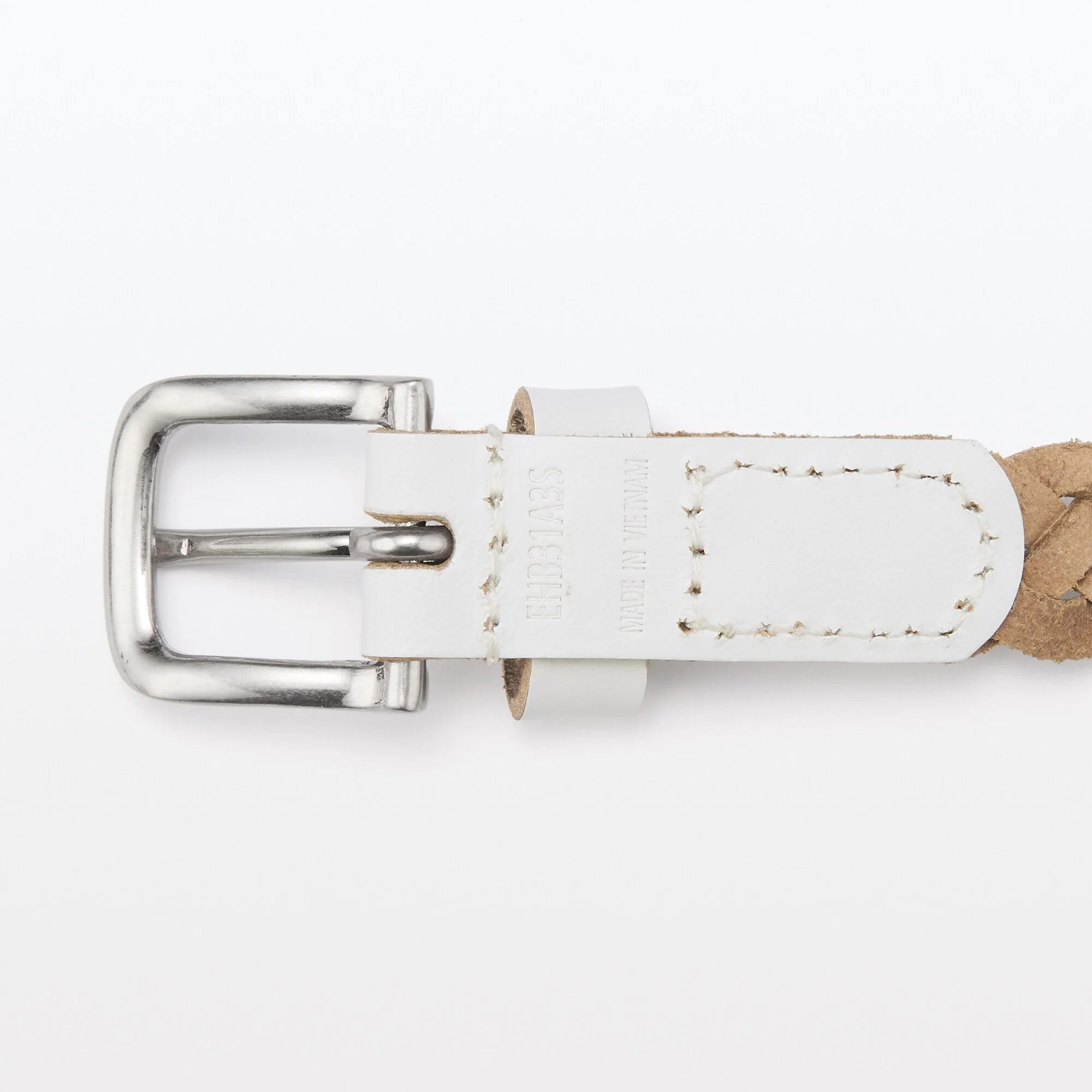 Vegetable Tanned Leather Slim Mesh Belt - Image 8