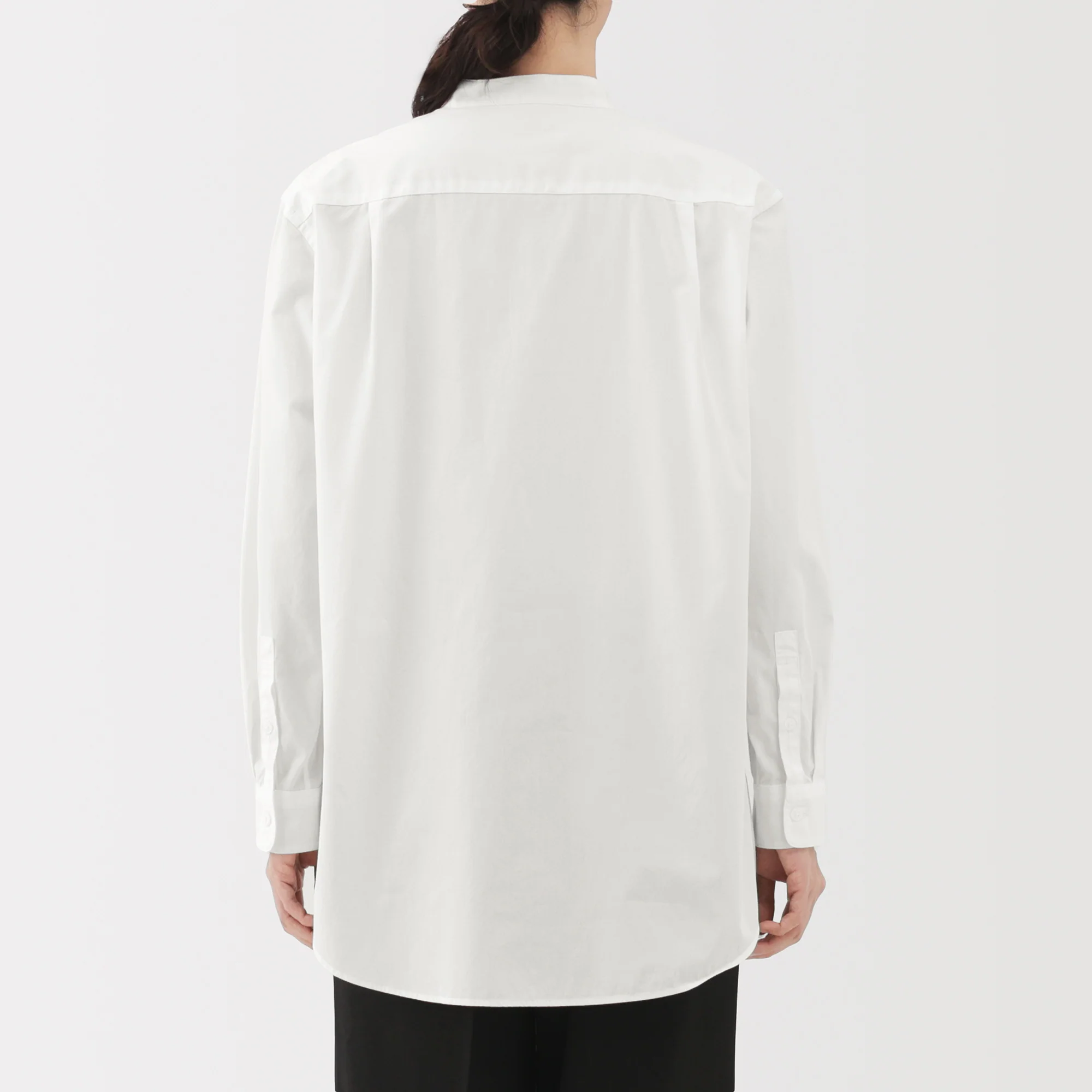 Broadcloth Stand Collar Long Shirt - Image 6