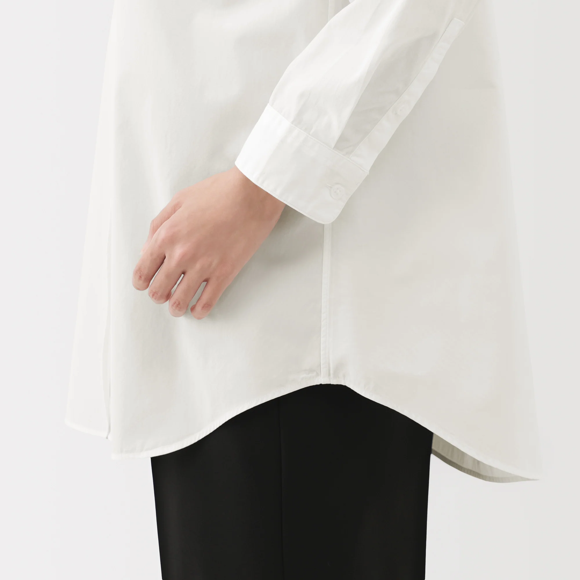 Broadcloth Stand Collar Long Shirt - Image 8