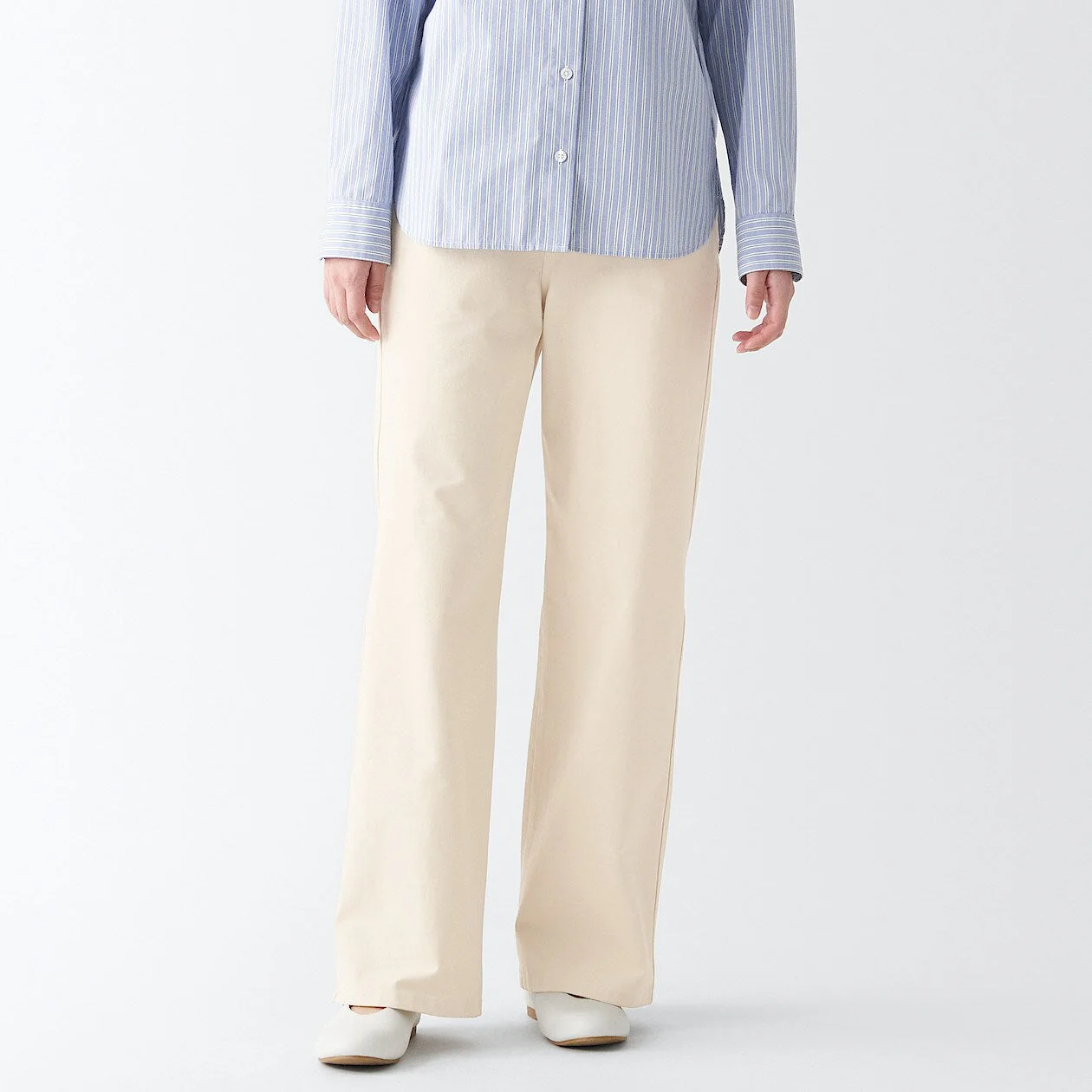 Women's 4-Way Stretch Chino Wide Straight Pants (L 31inch / 77cm) - Image 16