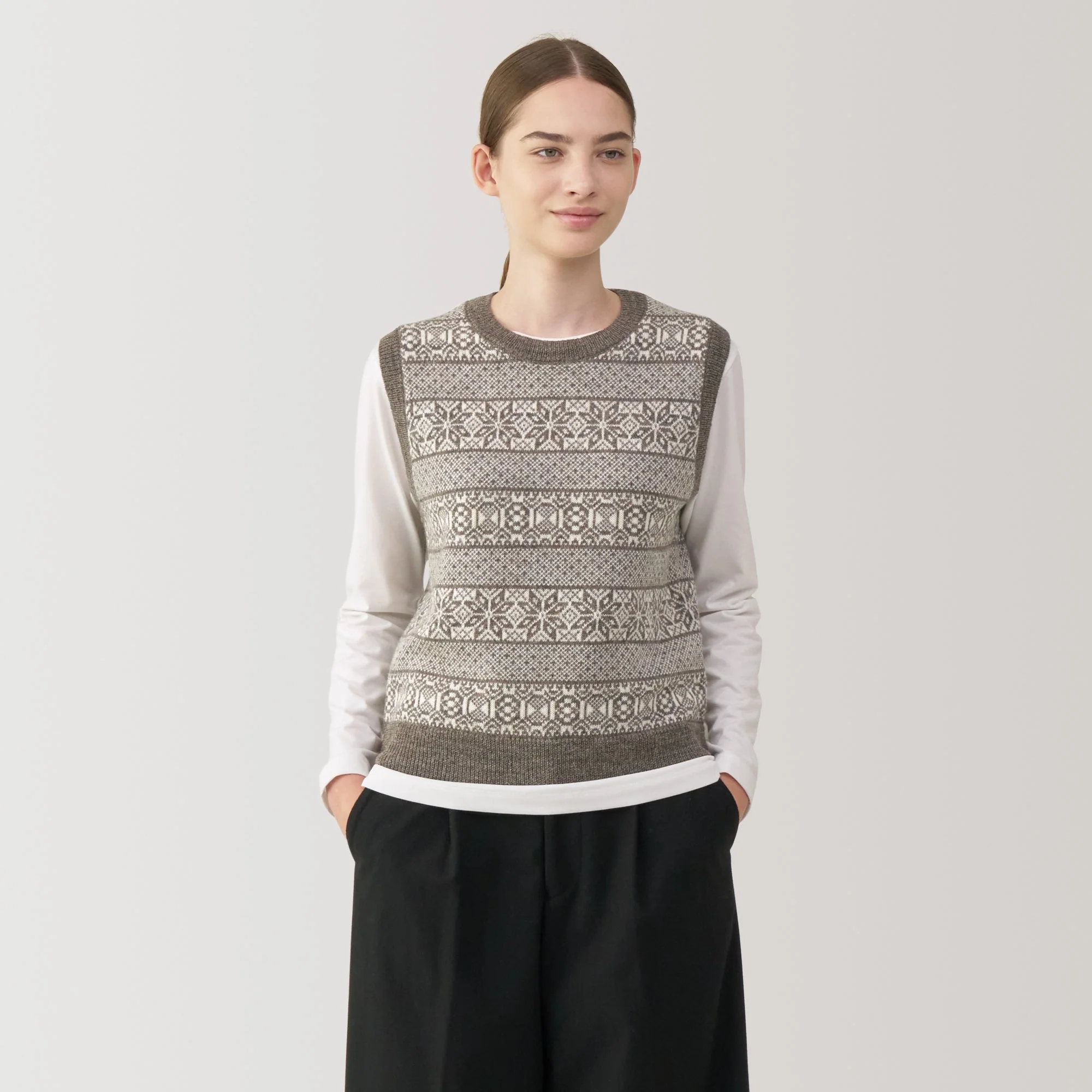 Women's Andes Wool Jacquard Pattern Vest