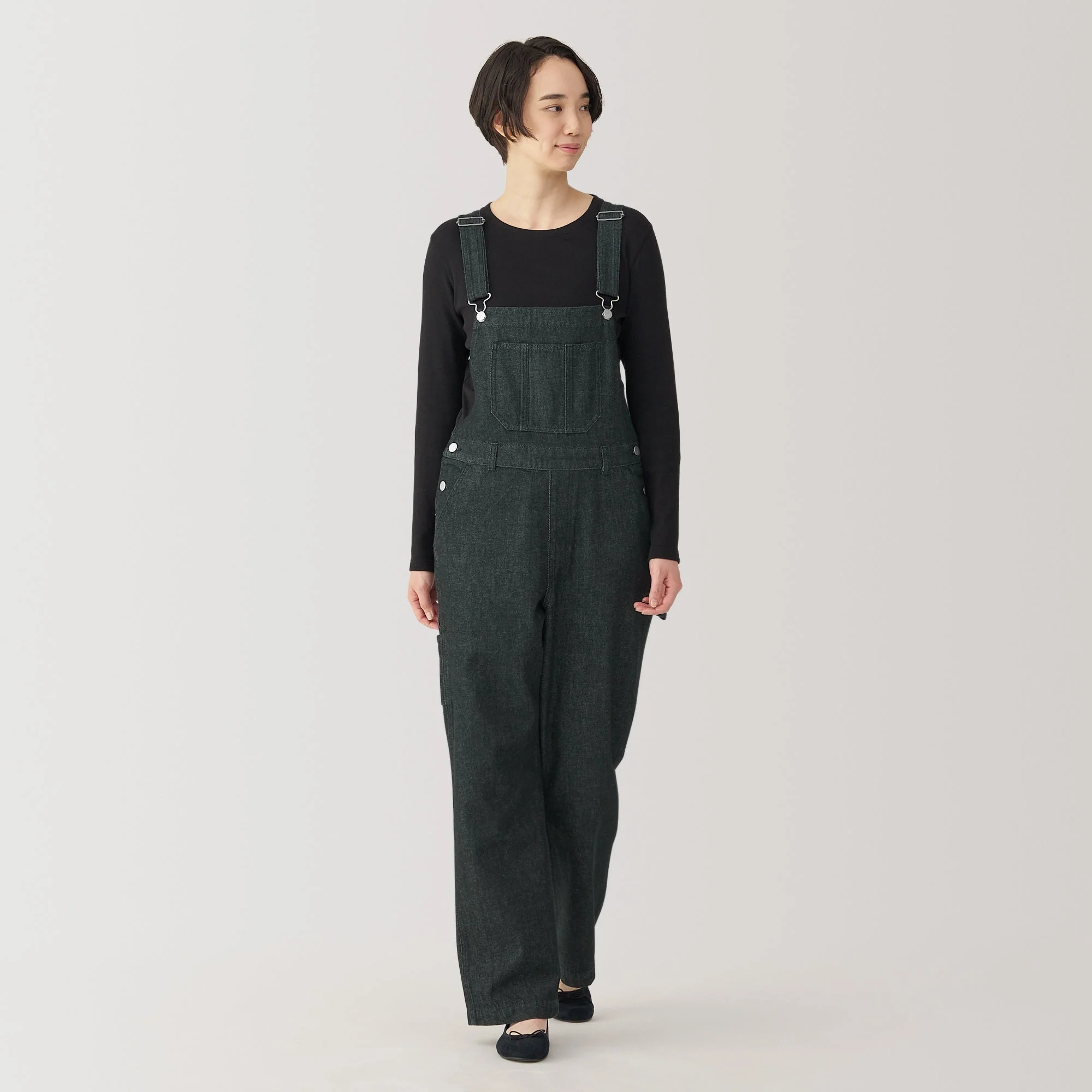 Women Kapok Blend Denim Overalls