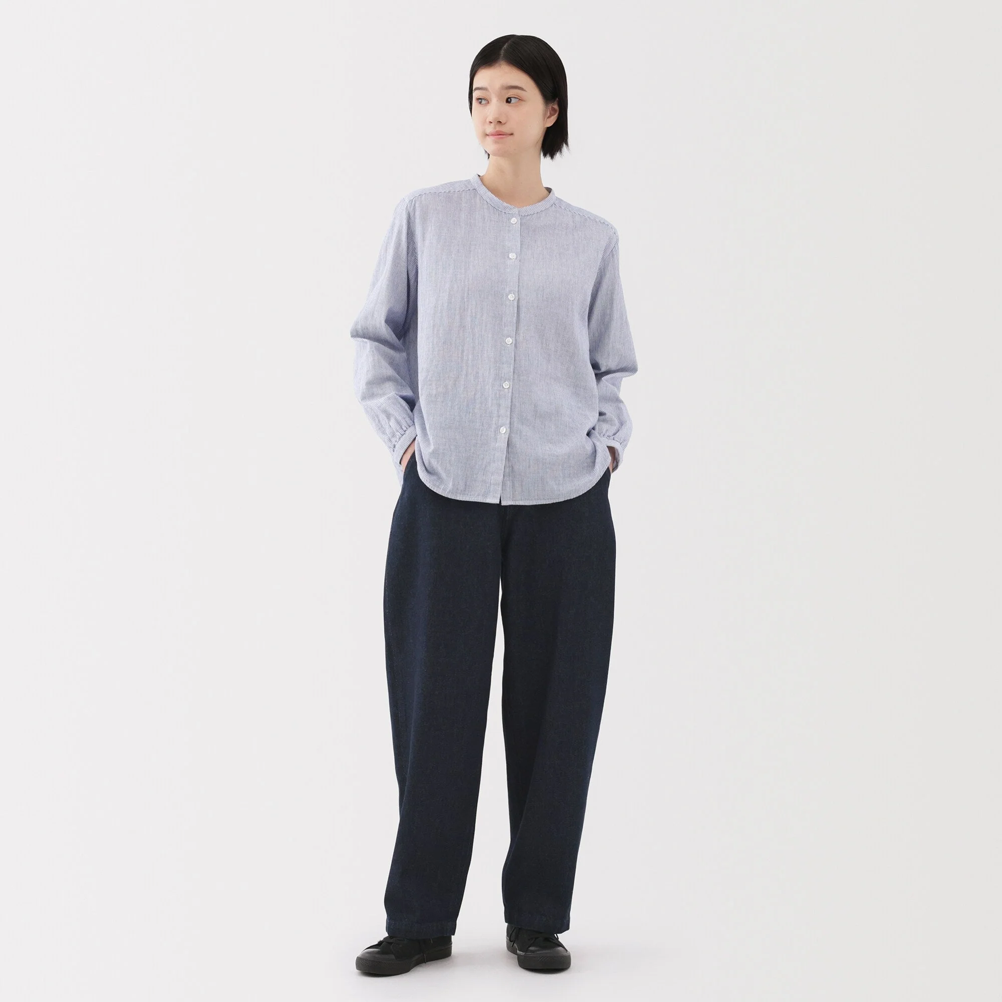 Women's Kapok Blend Denim Wide Tapered Pants