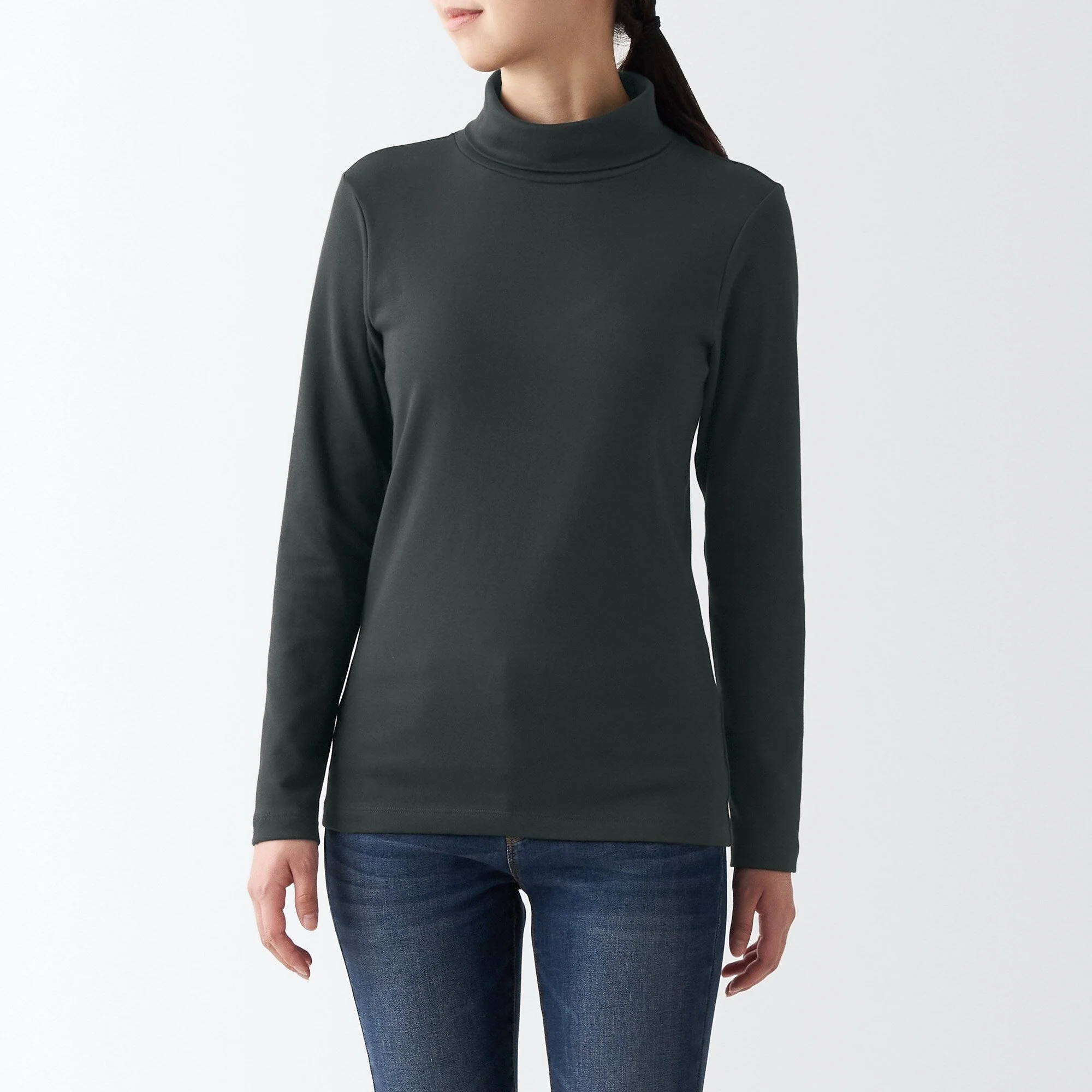 Women's Stretch Ribbed Turtle Neck Long Sleeve T-Shirt - Image 23