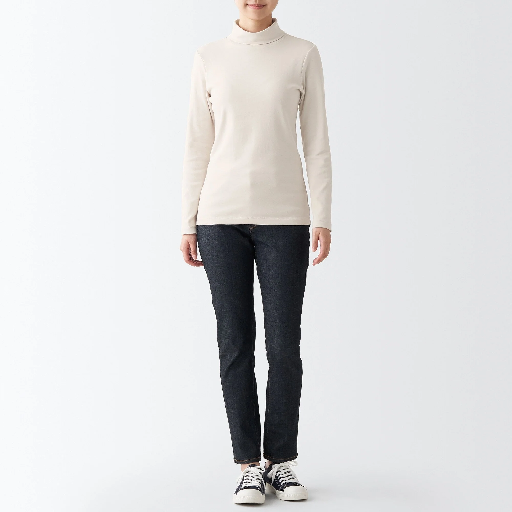 Women's Stretch Ribbed Turtle Neck Long Sleeve T-Shirt - Image 47