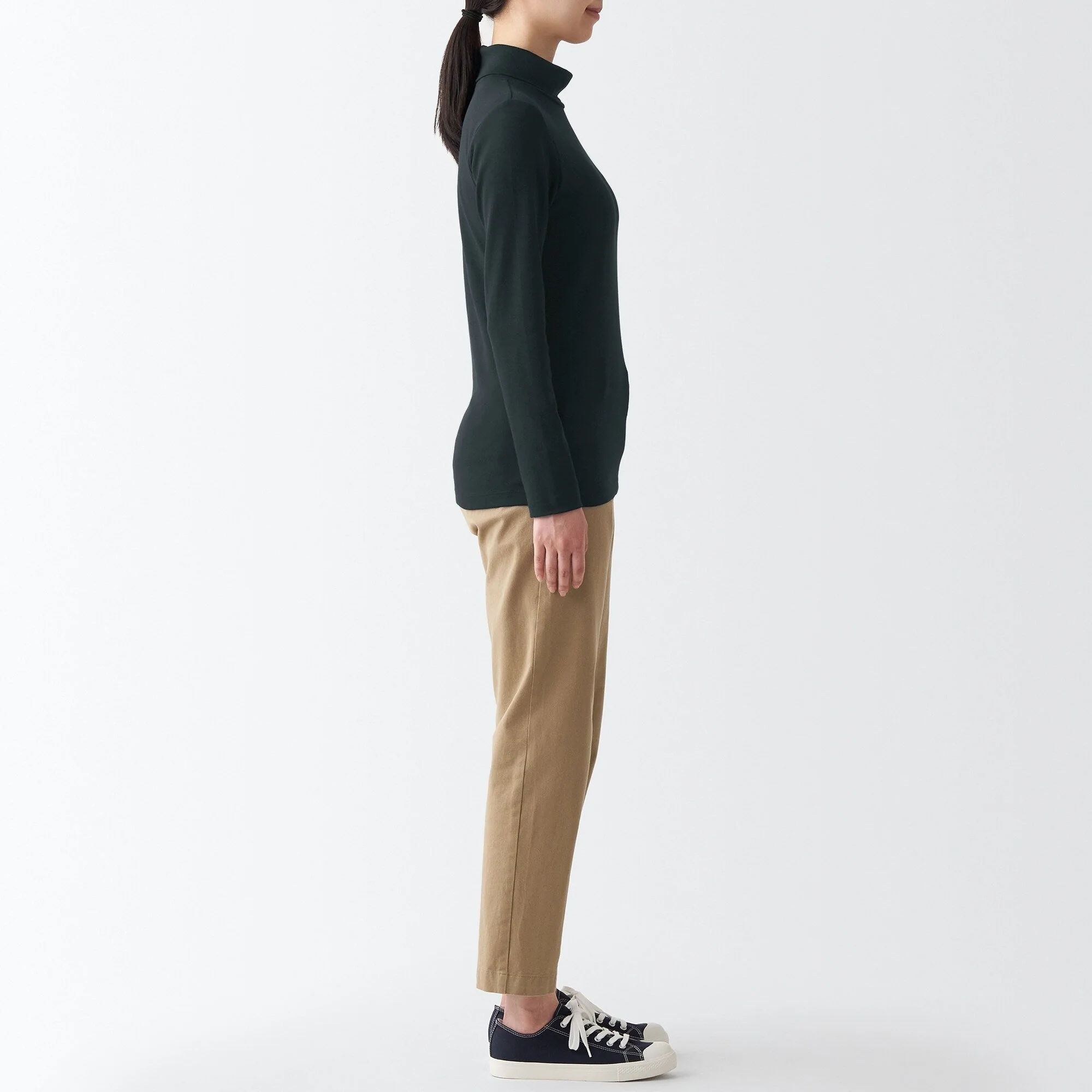 Women's Stretch Ribbed Turtle Neck Long Sleeve T-Shirt - Image 54
