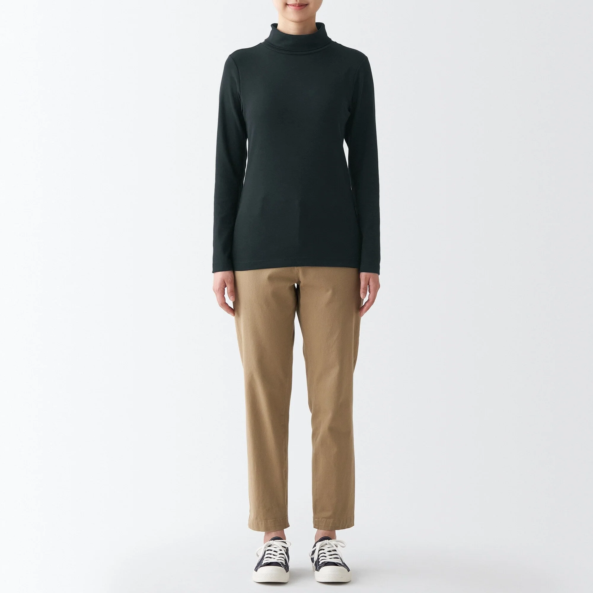 Women's Stretch Ribbed Turtle Neck Long Sleeve T-Shirt - Image 56