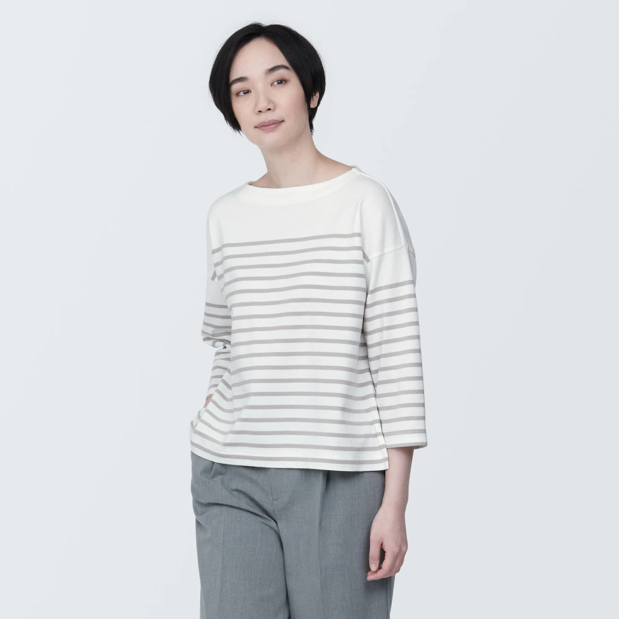 Women's Striped Boatneck 3/4 Sleeve T-Shirt - Image 11