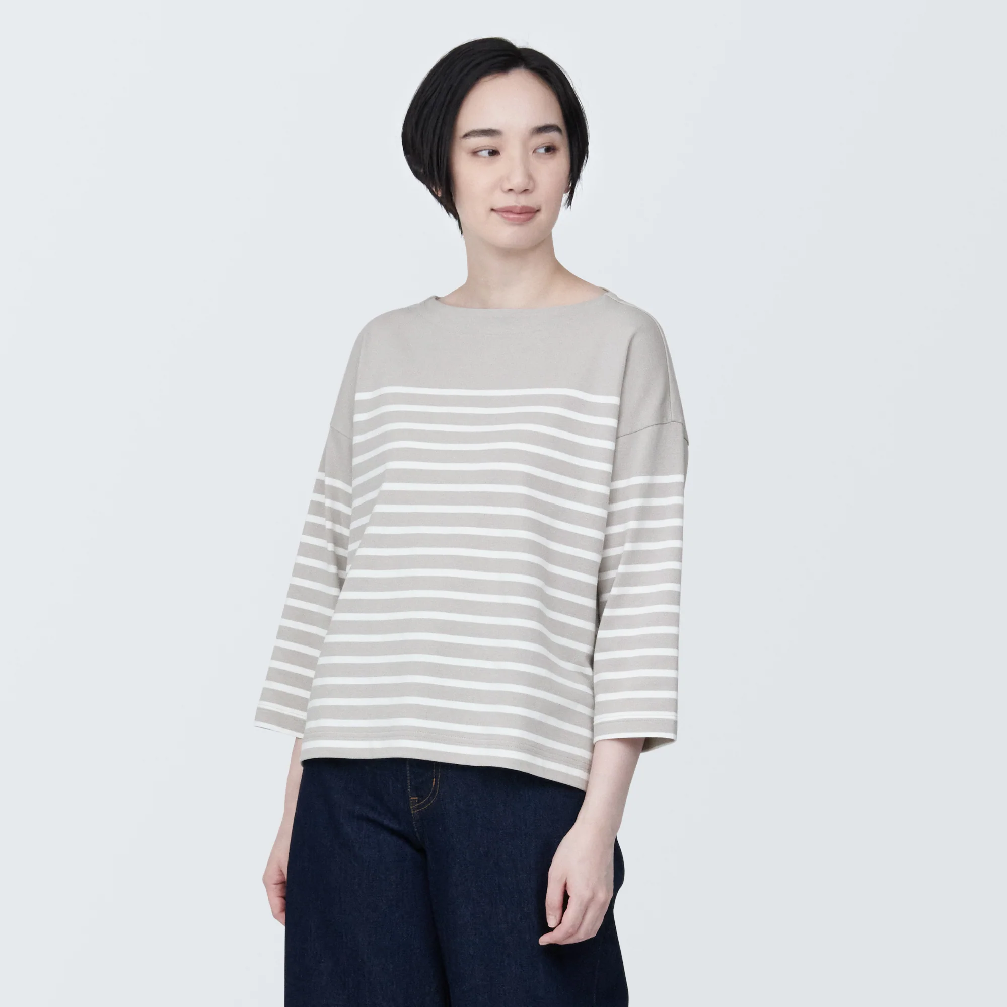 Women's Striped Boatneck 3/4 Sleeve T-Shirt - Image 19