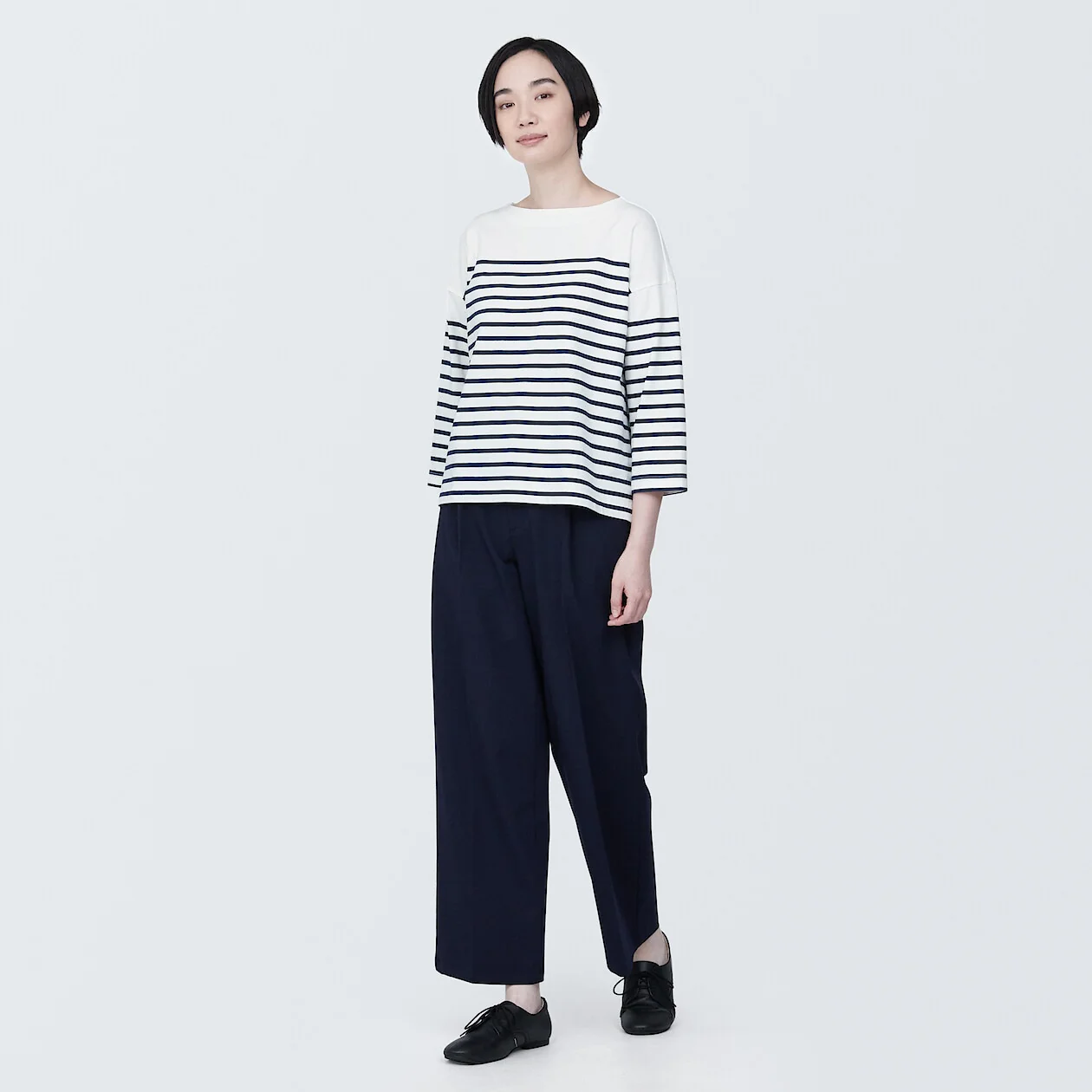 Women's Striped Boatneck 3/4 Sleeve T-Shirt - Image 52