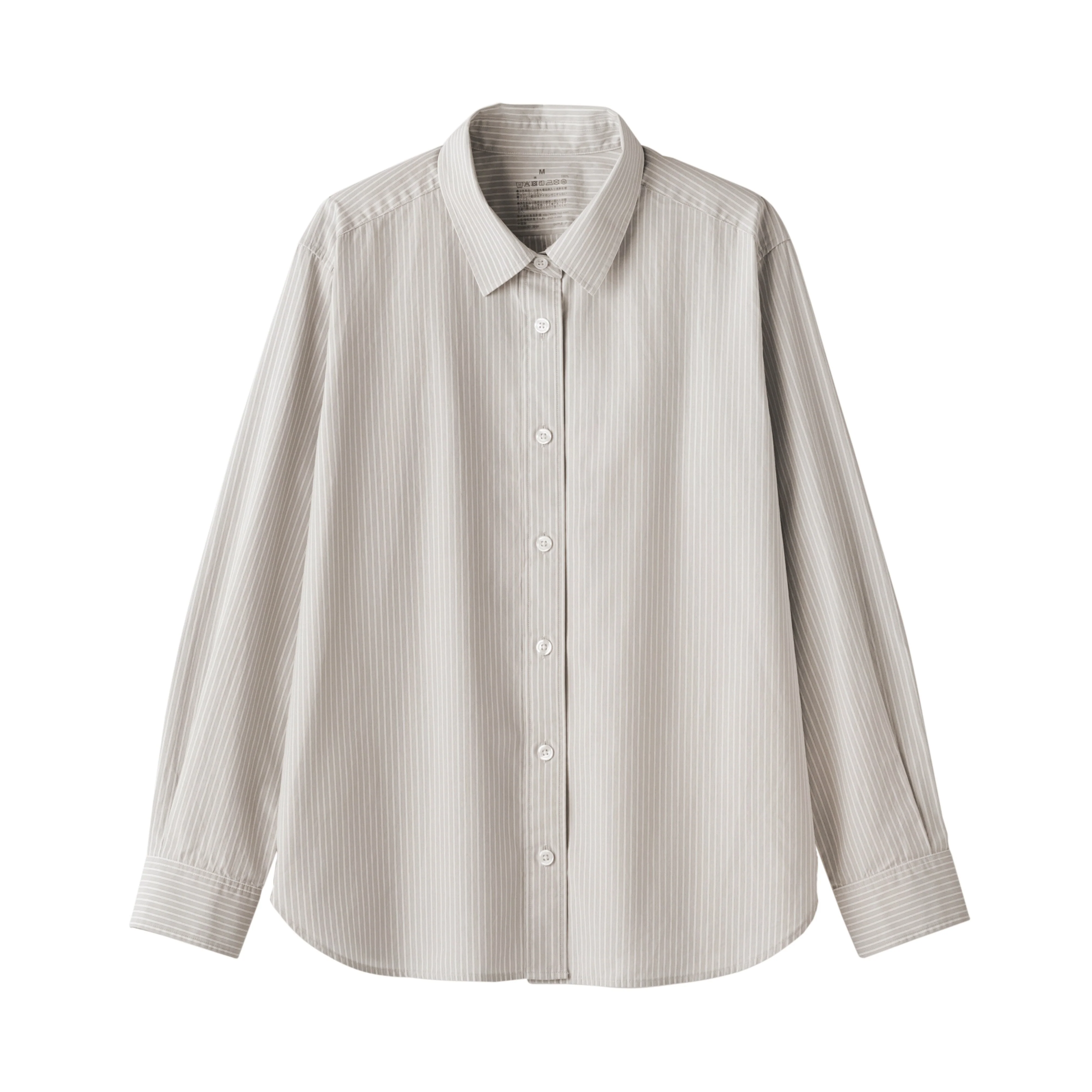 Women's Washed Broadcloth Regular Collar Long Sleeve Striped Shirt - Image 11