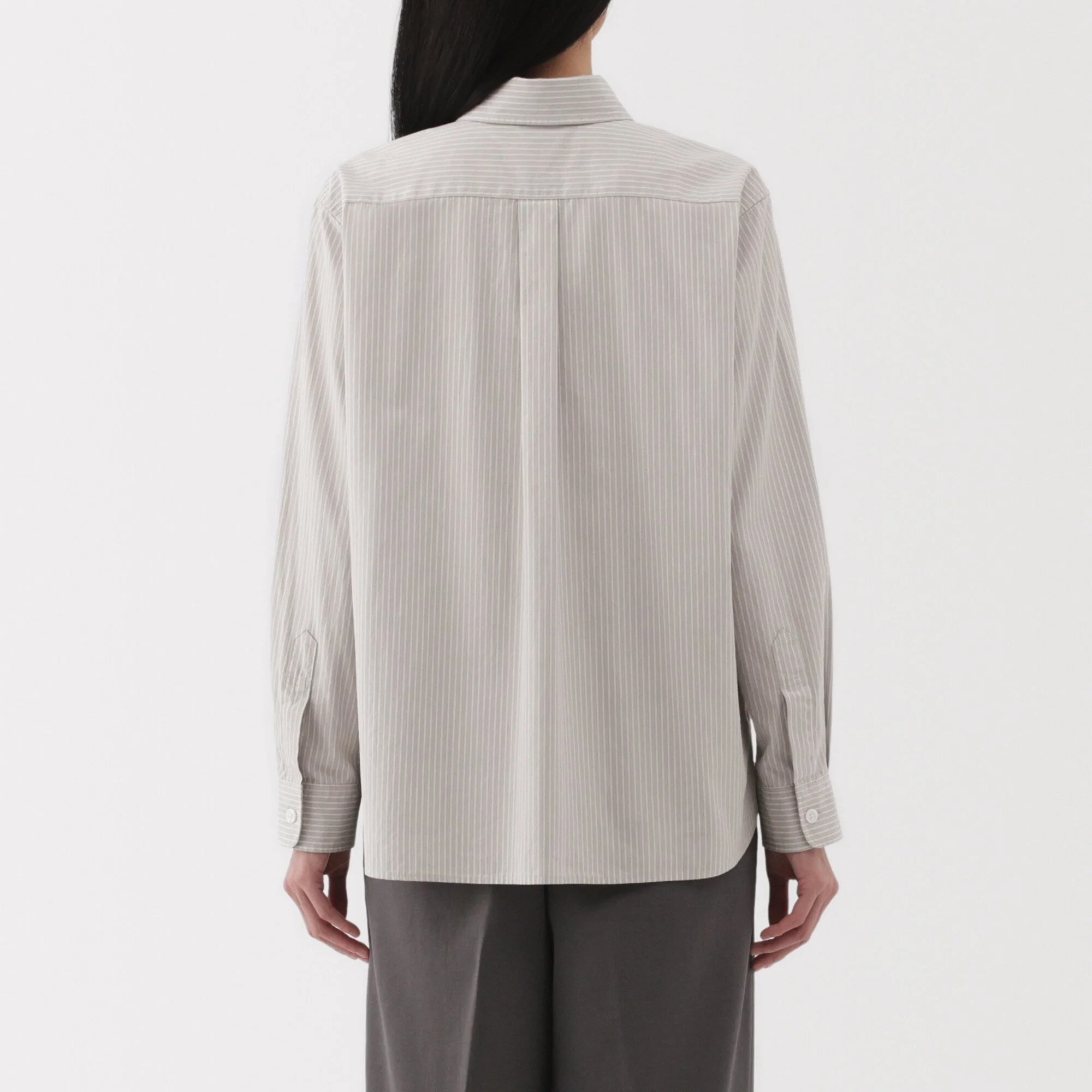 Women's Washed Broadcloth Regular Collar Long Sleeve Striped Shirt - Image 15