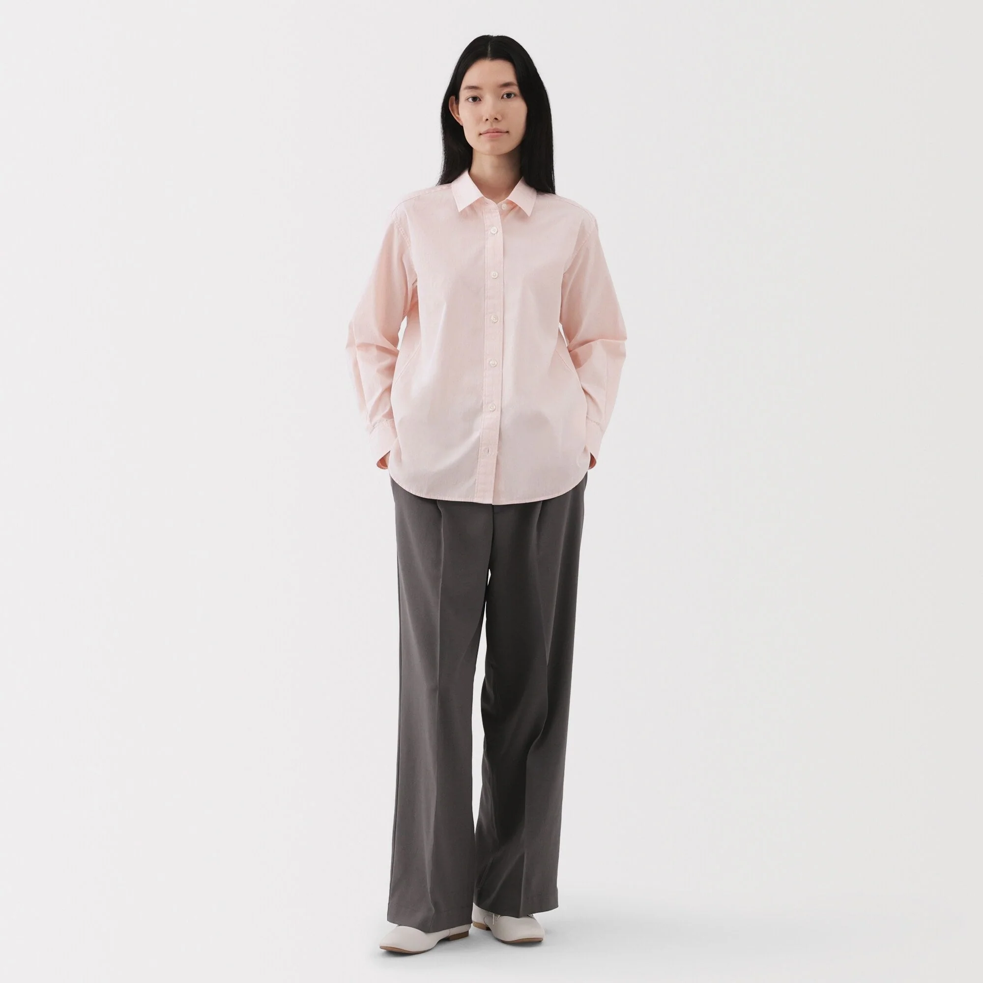 Women's Washed Broadcloth Regular Collar Long Sleeve Striped Shirt - Image 22
