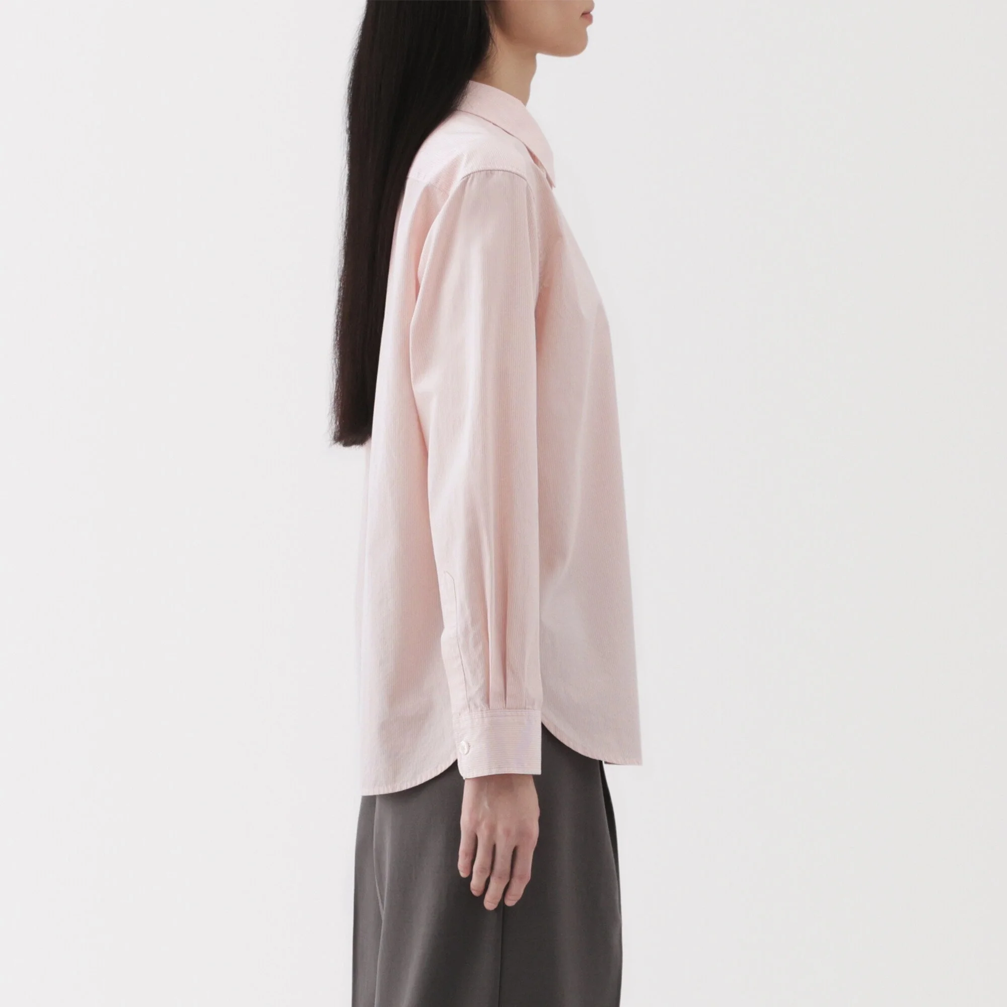 Women's Washed Broadcloth Regular Collar Long Sleeve Striped Shirt - Image 23