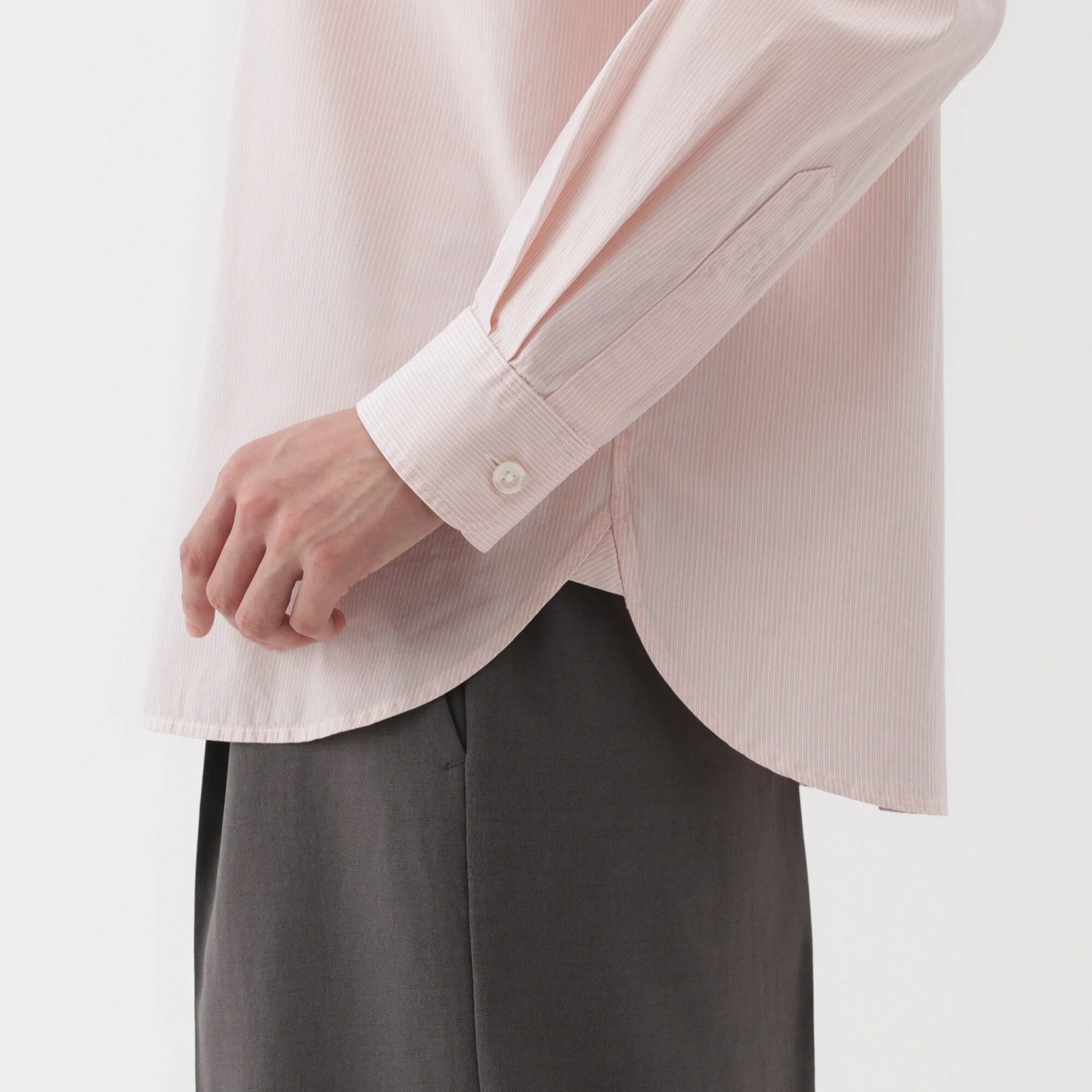 Women's Washed Broadcloth Regular Collar Long Sleeve Striped Shirt - Image 26