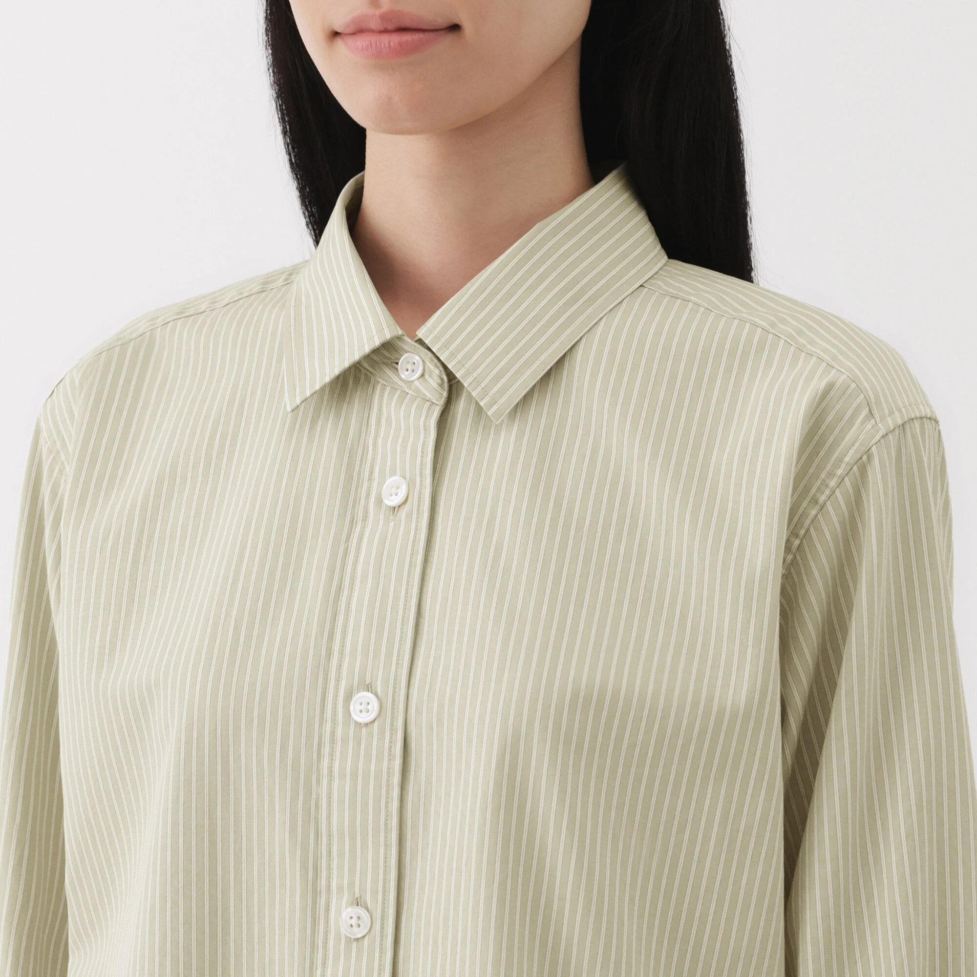 Women's Washed Broadcloth Regular Collar Long Sleeve Striped Shirt - Image 34