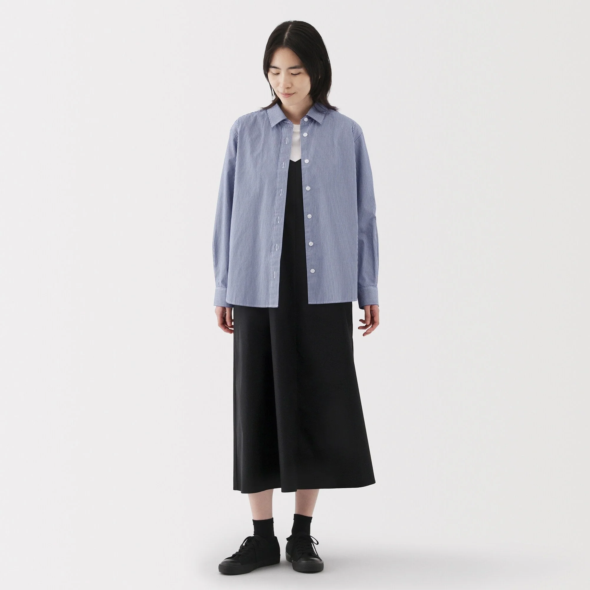 Women's Washed Broadcloth Regular Collar Long Sleeve Striped Shirt - Image 4