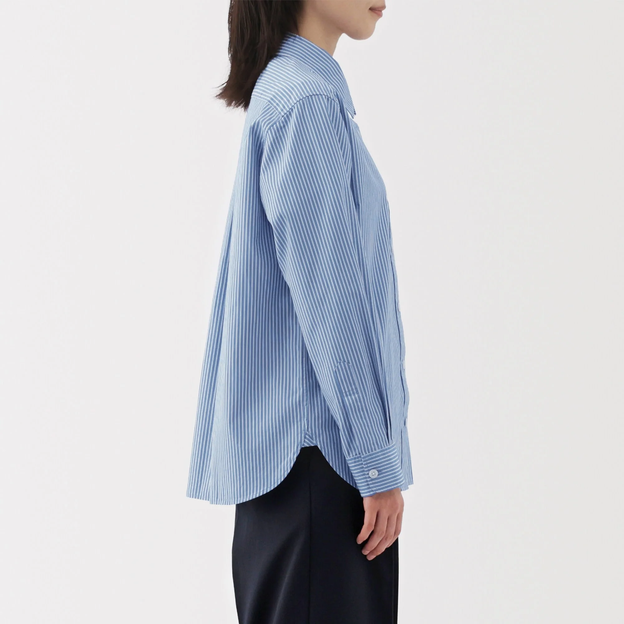 Women's Washed Broadcloth Regular Collar Long Sleeve Striped Shirt - Image 41