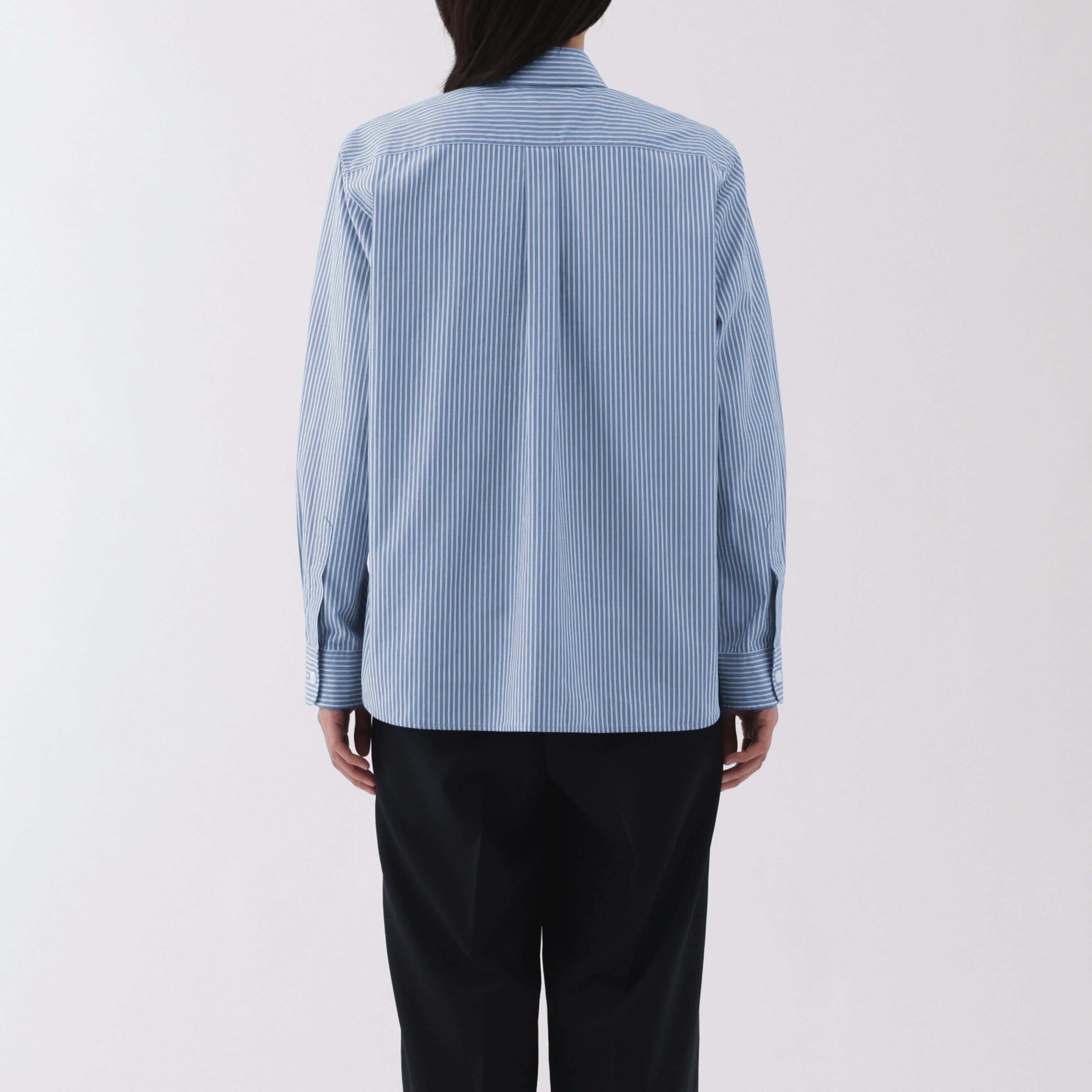 Women's Washed Broadcloth Regular Collar Long Sleeve Striped Shirt - Image 42