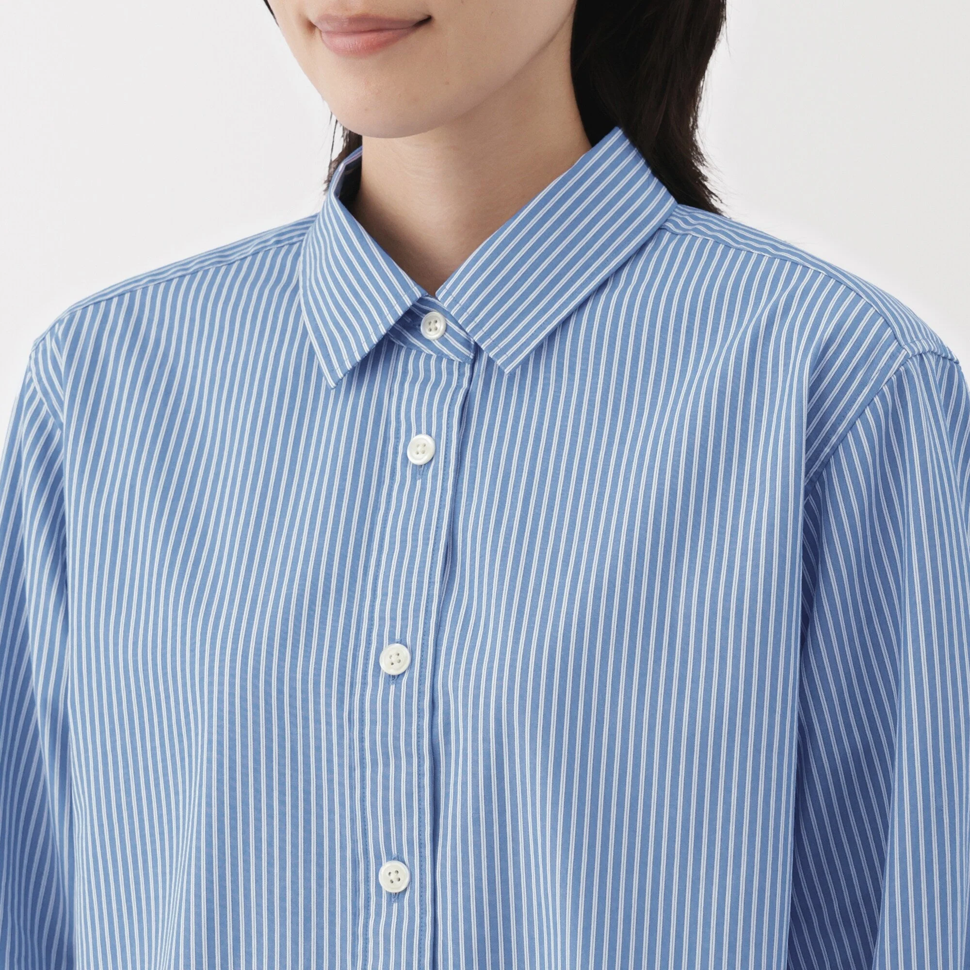 Women's Washed Broadcloth Regular Collar Long Sleeve Striped Shirt - Image 43