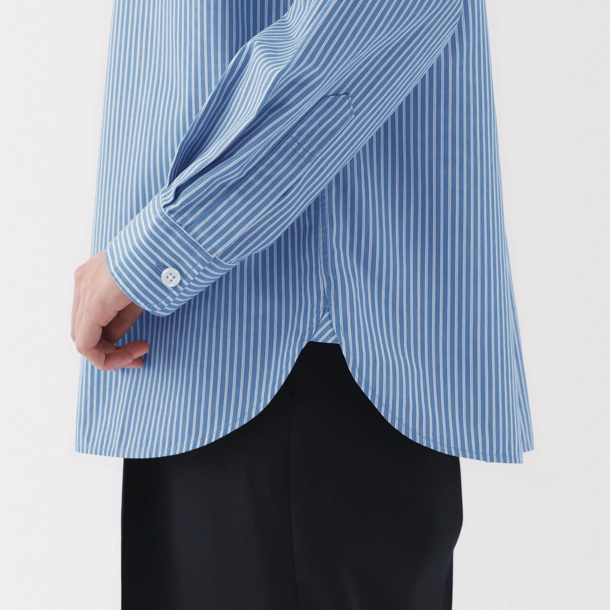 Women's Washed Broadcloth Regular Collar Long Sleeve Striped Shirt - Image 44