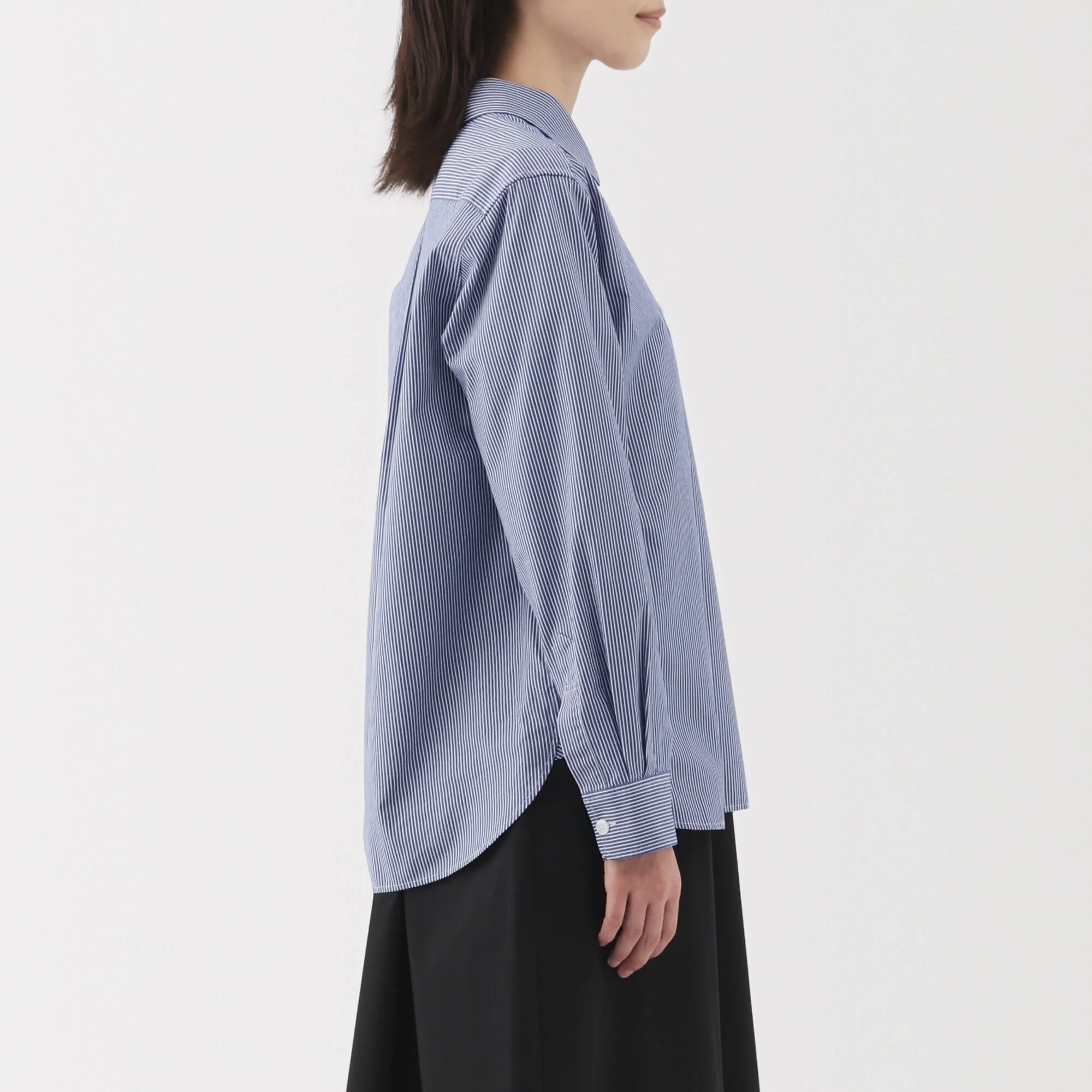 Women's Washed Broadcloth Regular Collar Long Sleeve Striped Shirt - Image 5