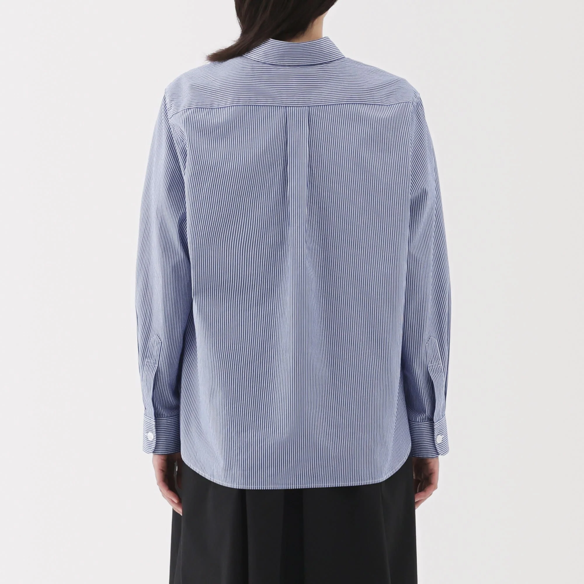 Women's Washed Broadcloth Regular Collar Long Sleeve Striped Shirt - Image 6