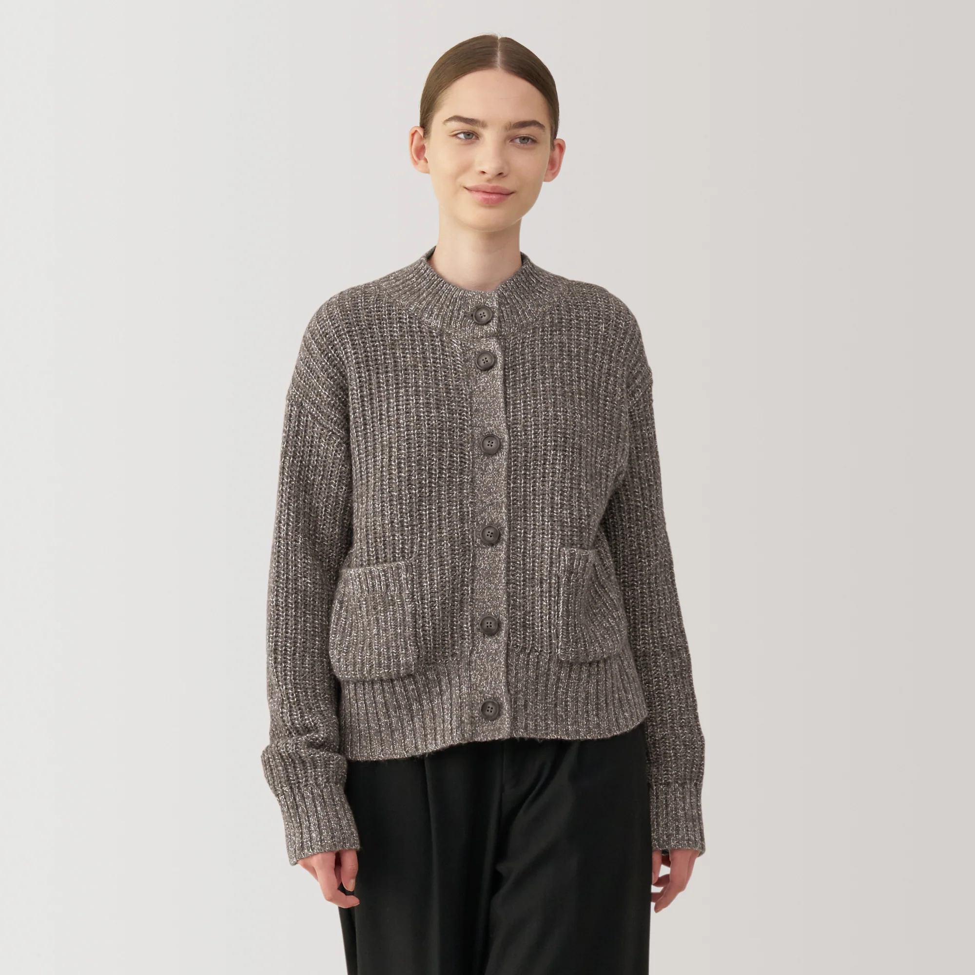 Women's Yak Wool Blend Mock Neck Cardigan - Image 3