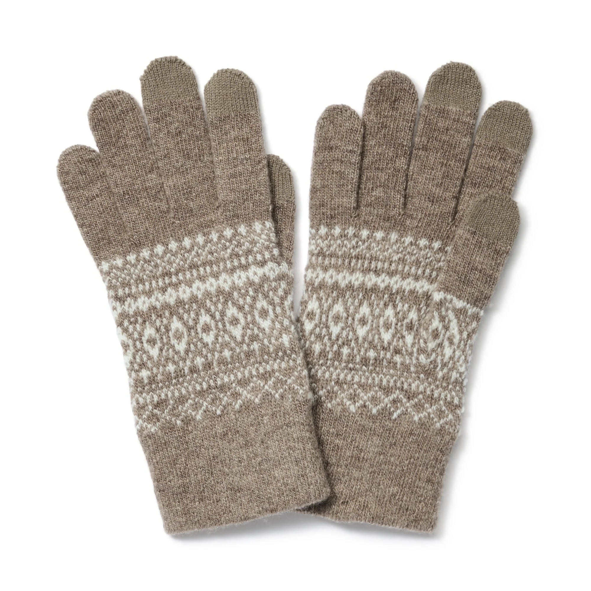 Wool Blend Patterned Touchscreen Gloves - Image 2